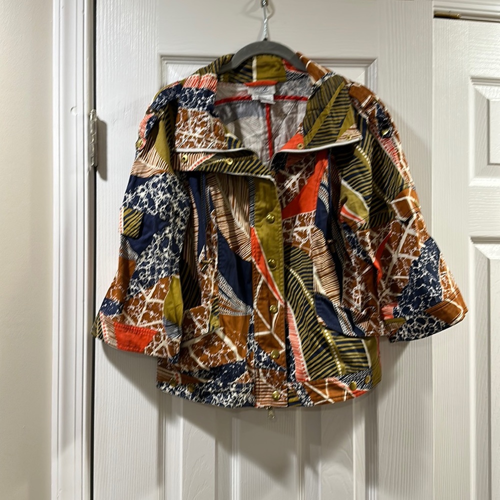 Just B Lightweight Cotton Spandex Patterned Jacket; women’s size M